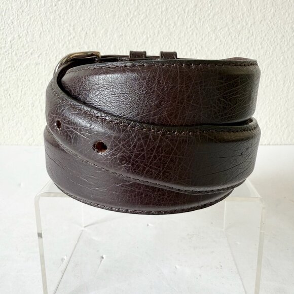 NEW Rod Patrick Mens Western Belt Dark Brown Smooth Ostrich Leather Size 46 - Picture 3 of 13